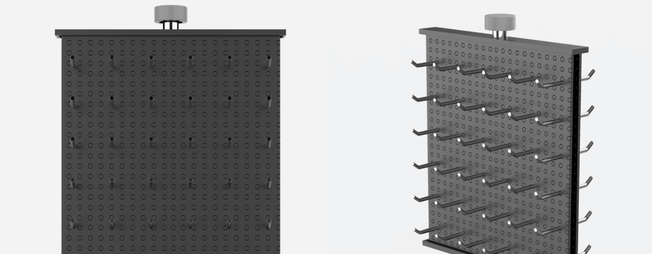 Euro hooks on slatwall display